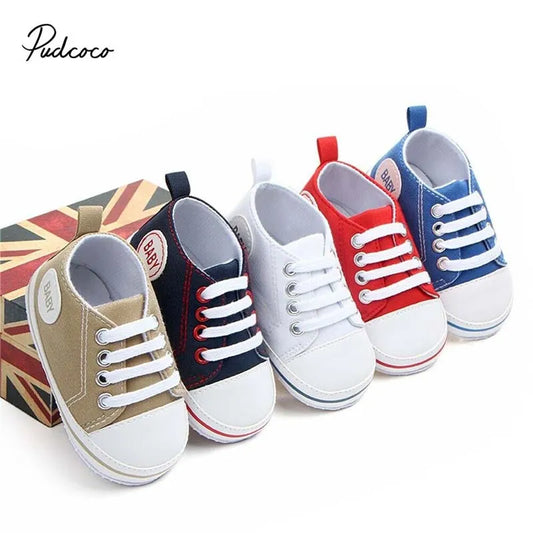 2020 Baby First Walkers Cute Newborn Kid Canvas Sneakers Baby Boy Girl Soft Sole Crib Shoes Pre Walkers