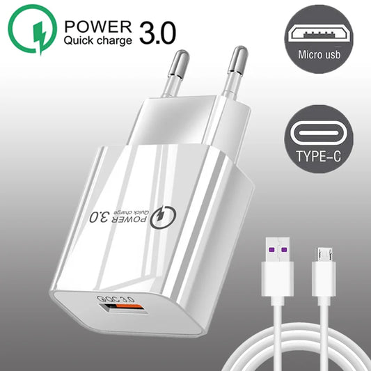 USB Charger Quick Charge QC 3.0 For Phone Xiaomi Redmi Note 9 Pro Redmi K40 Pro Samsung Huawei 18W Mobile Phone Chargers Adapter