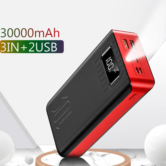 FERISING 30000mAh Power Bank LED Digital Display Dual USB External 30000 mah Pover banks Battery Portable Powerbank for Xiaomi