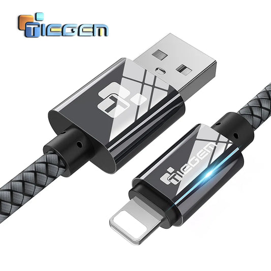 TIEGEM USB Cable for iPhone 7 6 6s 5 2a Fast Charging USB Data Cable for iPhone 8 X iPad iPod Mobile Phone Cables Wire 1m 2m 3m