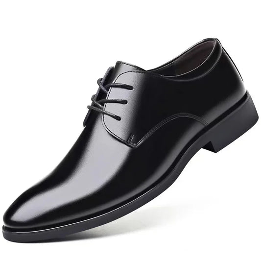 Leather Shoes Black Men's Breathable  Soft Leather Soft Bottom Spring And Autumn Best Man Business Formal Wear Casual Shoe