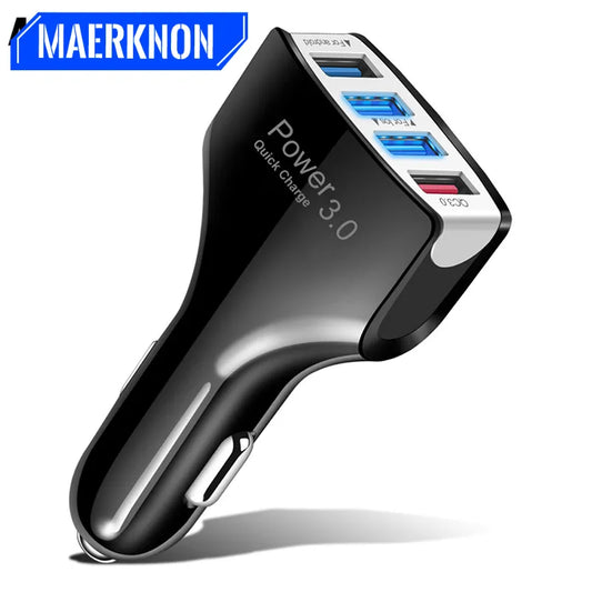 For iPhone Car Charger Quick Charge 3.0 4 Ports Fast charging QC3.0 Car Phone Charger For Samsung S10 Car Mobile Phone Chargers