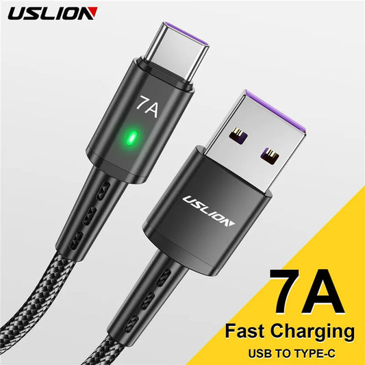 7A USB Type C Cable Wire For Samsung S22 S20 Xiaomi mi 12 Mobile Phone Fast Charging USB C Cable Type C Charger Data Cord Cables
