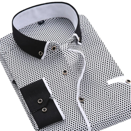 Floral Button Down Men Shirt Brand 2023 Male High Quality Long Sleeve Shirts Casual Slim Fit Black Man Clothes Dress Shirts