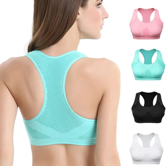 Women Breathable Sports Bra Absorb Sweat Shockproof Padded Gym Running Fitness Double Layer Seamless Yoga Sports Bra Underwear