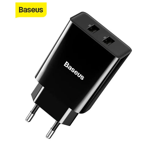 Baseus Dual USB Charger EU Plug Charger 2.1A Wall Charger Max Mobile Phone Charging Mini Adapter Travel Charger For iPhone