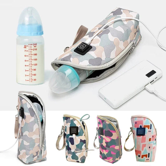 USB Baby Bottle Warmer Portable Travel Milk Warmer Infant Feeding Bottle Warm Cover Insulation Thermostat Warming Bag