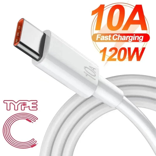 10A Type C Fast Charging Cable for Huawei Mate 40 50 Mobile Phone 120W USB C Charging Wire for Xiaomi Samsung Data Transfer Cord