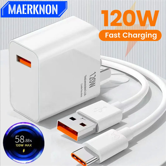 Maerknon 120W USB Charger Quick Charge 3.0 For iPhone 14 13 12 Xiaomi 13 Samsung Mobile Phone Wall Fast Charging Charger Adapter