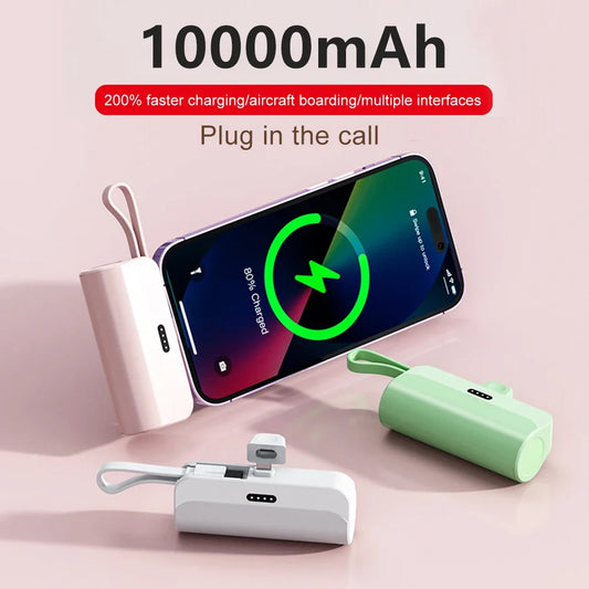 10000mAh Power Bank Built in Cable Mini PowerBank External Battery Portable Charger For iPhone Samsung Xiaomi Power Banks