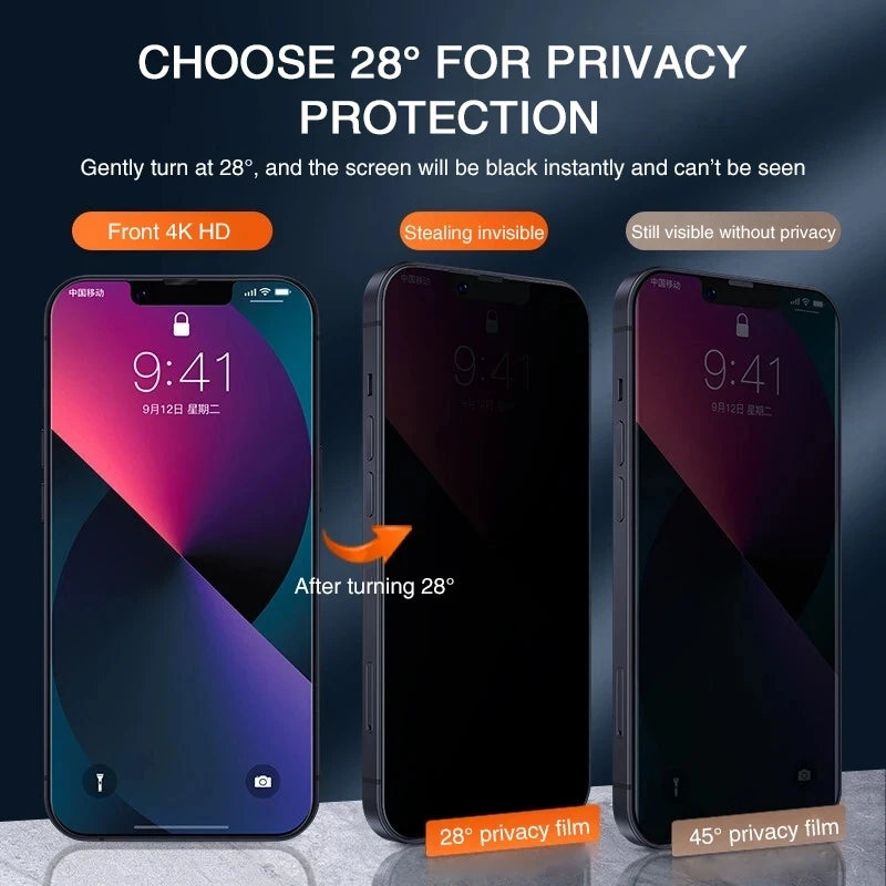 1-5Pcs Privacy Screen Protectors for iPhone 14 13 12 11 Pro Max 7 8 Plus Anti-spy Glass for iPhone 15 PRO 12Mini X XR XS MAX SE